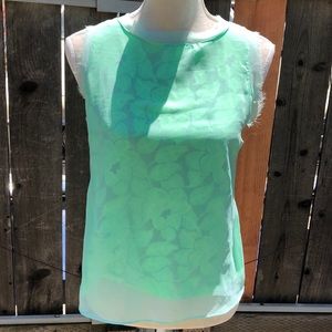Finn & Clover 🌟 4 For $15 Mint Sheer Pleated Back Raw Seam Collar/Arm Key Hole
